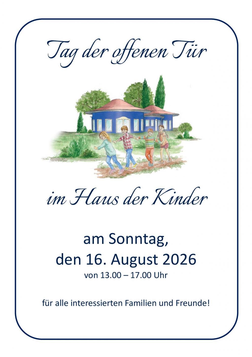 Tag der offenen Tür  16. August 2026 im Haus der Kinder im Spessart Marktheidenfeld-Altfeld